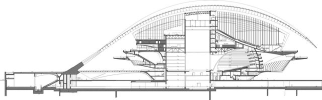 Valencia Opera Evi (Palau de les Arts Reina Sofia) / Santiago Calatrava kesit