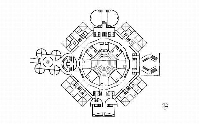 Bangladeş Ulusal Meclis Binası / Louis Kahn plan